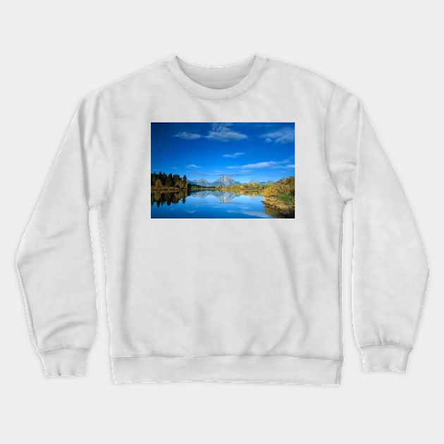 Mt Moran Reflected In Oxbow Bend Grand Teton National Park Crewneck Sweatshirt by AinisticGina